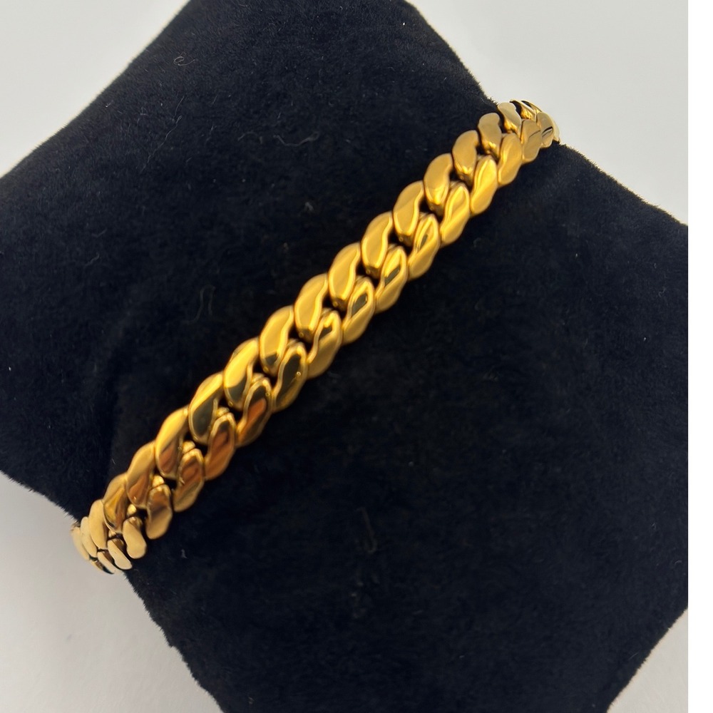 18K Gold Plated Cuban Curb Link Bracelet 1/4" Wide 7.5–8" 18KGP Marked LDC‎ Inc.